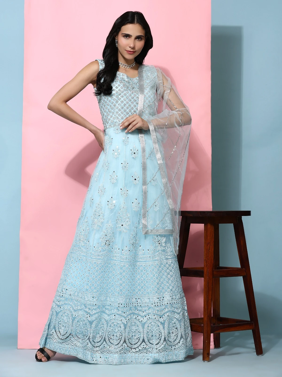 Amoha G639 Pure Net Wholesale Fancy Readymade Gown Catalog — Wholesale Kurtis, AMOHA wholesale from Surat — view 6